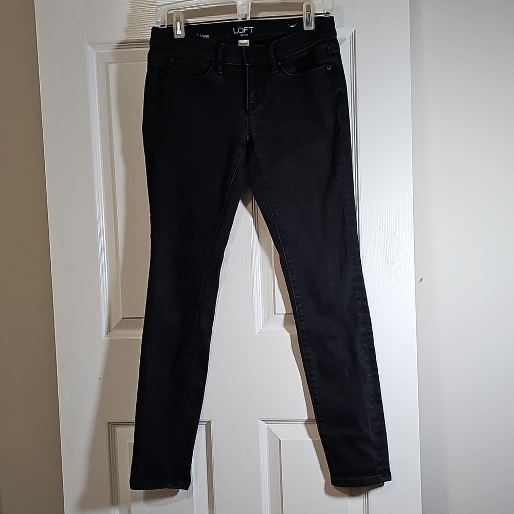 Loft Outlet Black Modern Skinny Stretch Jeans Mid Rise Size 0